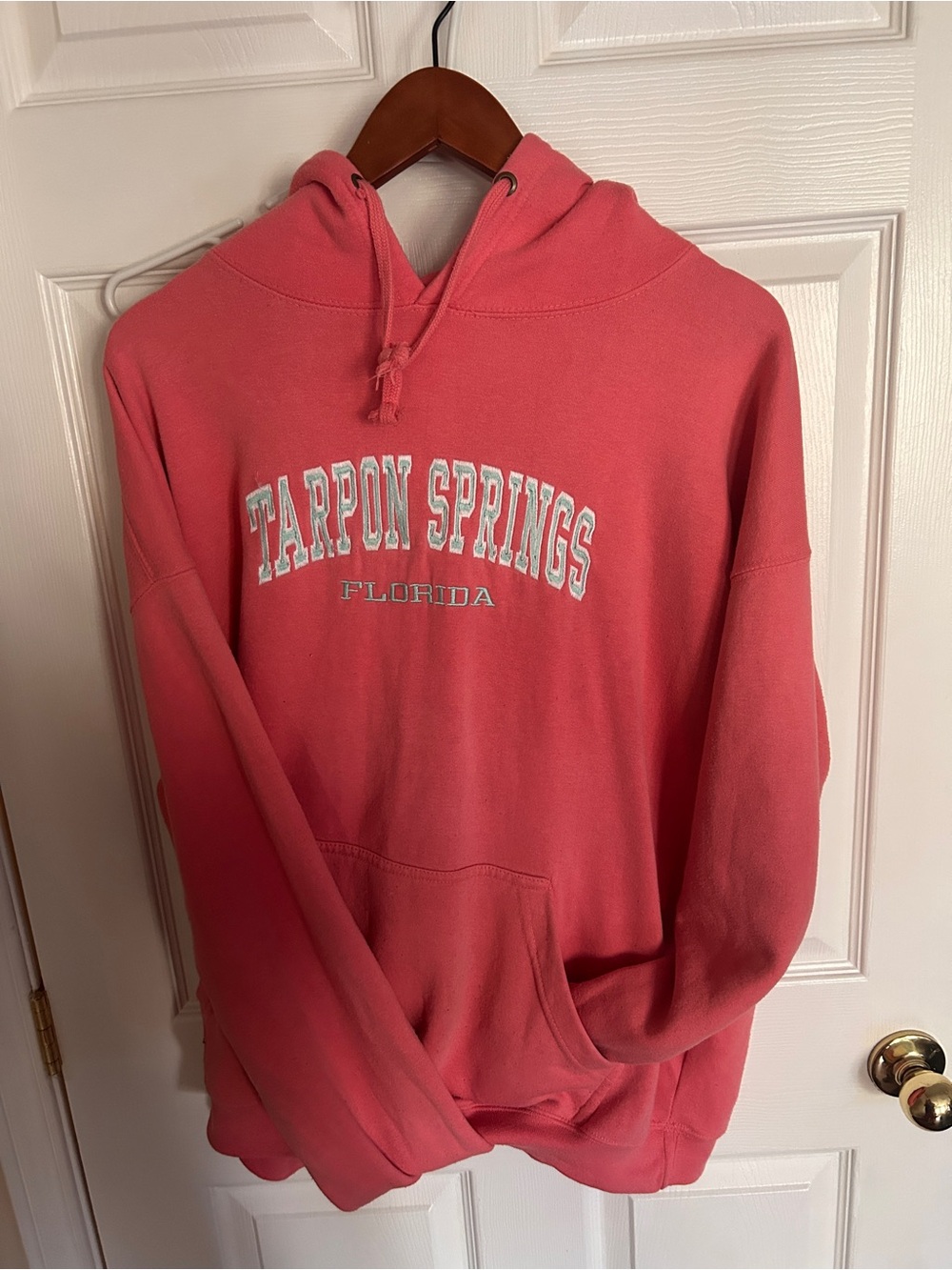 Tarpon Springs Florida Hooded Sweatshirt - Coral Pink